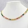 Gargantilla colorida de oro Cz para mujer, collar brillante con cristal de arcoíris y circonita, cadena de tenis, joyería llamativa, triangulación de envíos