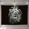 Black White Animal Lion Tapestry Decor Hippie Macrame Wall Hanging Tiger Tapestry Mandala Home Decorations Y200324