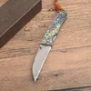 Topkwaliteit 7.5 "Damascus Pocket Folding Mes Damascus Steel Blade Abalone Shell Handvat EDC Pocket Messen Gift Mes met Detailhandel