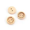 100 Pcs Boutons de Couture en Bois Naturel pour Artisanat Scrapbooking Rond 2 Trous Coeur Message \" Fait Main \" Motif jllliF