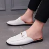 Man ny varumärke sommar mode halv casual skor manliga andningsbara backless loafer tofflor hombrre öppna bakläder comfy mocassiner