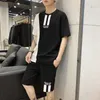 Patchwork Men Tracksuit Set T Shirt Summer Two Pieces Sporting Track Suit Male Sets Printed Tee Tops Shorts Set Mens Track Suit LJ201123