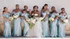 Onur Gelinlikler Misafir Elbise vestidos Of Bebek Mavisi Seksi Afrika payetli Artı boyutu Denizkızı Gelinlik Modelleri Uzun Spagetti sapanlar Hizmetçi