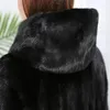 Nerazzurri Inverno preto longo falso casaco de pele com capuz de manga comprida Preto Plus Size contornado Falso vison casaco de pele casacos de sobretudo mulheres 7xl 201210