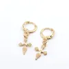 Hoop & Huggie 1Pair Cute Cross Snake Mini Small Earrings For Women Trendy Gold Metal Color Star Moon Circle Stud Jewelry E6591