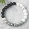 MG1075 Labradorite Howlite Bracciale Ansia Sollievo Bracciale Cristalli curativi Lava Gioielli Yinyang Protezione dall'energia negativa4200143