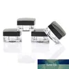Sedorate 20 uds/lote tarros cuadrados de acrílico para cosméticos envases vacíos recargables tapa negra tarros de crema cuadrados transparentes JXW013-1