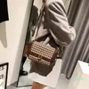 2022 Online wide shoulder strap printing fashion small square bag chessboard grid thousand bird lady women's