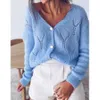 Autumn And Winter Sweater Women V-Neck Long Sleeve Sweater Jacket Casual Solid Button Cardigan Sweaters Outerwear Tops XXL 201223