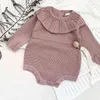 Pelele de bebé para niña, ropa de manga larga con volantes de punto para nacido en otoño, monos para niña, mono general para niña 211229