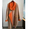 100 Double -Faced Cashmere Overcoat Jacket Kvinnor Högkvalitativ Autumn Winter Runway Fashion Long Sleeve Coat LJ2011069962432