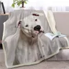 Dog Throw Blanket on Bed Sofa 3D Animal Sherpa Fleece White Pet Bedspreads Fur Printed Thin Quilt Drop Ship Y200417