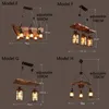 Retro żyrandol przemysłowy światła z litego drewna amerykański wiejski Loft restauracja drewniany żyrandol lampy Vintage wisiorek światło