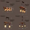 Retro Industrial Chandelier Lights Solid Wood American Rural Loft Restaurant Wooden Chandelier Lighting Lamps Vintage Pendant Light