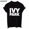Commercio all'ingrosso- Le Top da donna O-Collo Top Ivy Park Letters Print Summer T Shirt maniche corte bianca Black Slim TEE Shirt1
