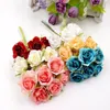 6pcs/lot Mini Rose Artificial Flowers Bouquet For Wedding Home Party Decoration Diy Handcraft Wreath Scrapbooking Fake jllDGx