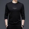 BROWON Autunno Moda T Shirt per uomo Manica lunga O-Collo Colletto Camicie in poliestere Anti-rughe ops Abbigliamento 220118