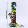 Silicone water pipe 10.6 inch straight bong Hookah non fading printing bongs dab rig thick bubble for retail or wholesale
