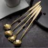 Flower Heart shape spoons Stainless steel Long handle Cocktail Stirring Spoons Ice Cream Coffee Spoon Home Bar Flatware tools drop ship