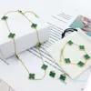 Fashion Stainls Steel Women Clover Set Jewelry Luxury 18K Gold Necklace Bracelet