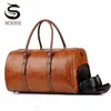 Duffel Bags Men PU Leather Travel Handbags Male Fitness With Shoes Compartment Gym Sports Bag Large Luggage Duffle Weekend XA209M1