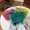 Designer- casual hollow out baskets bag designer pvc women handbags large capacity totes ladies summer beach purses travel