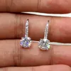 Fashion 925 Sterling Silver Plated White Topaz CZ Daimond Dangle Earring Women Wedding Gemstones Hoop Earrings For Mens Gift