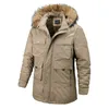 Giacca invernale da uomo Parka da esterno Cappotto plus size Collo di pelliccia Cappotto caldo con molte tasche Giacca da lavoro sportiva da esterno Uomo foderato in pelliccia 201210