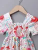 Gerafftes Kleid mit Planet-Print für Kleinkinder Mädchen SIE
