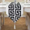 Chinese Modern Simple Table Runner Classical Retro Black and White Red Tea Table Cloth Fashion Wedding Decoration Table Flag334z