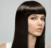 Perruque de cheveux synthétiques capless longue et droite à frange complète 18 po