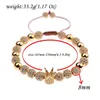 Oique luxuriöse Peary -Distanzarmbänder Charme Schmuck 2pcs/Set Gold Kupferperlen Micro Pave Cz Bälle Crown Cessable Armband Y200730