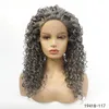 Afro Kinky Krullend Synthetische Lacefront Pruik Donkergrijs Simulatie Menselijk Haarkant Pruiken 14 ~ 26 Inch Pelucas voor Dames 19418-117