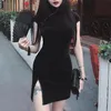 Cheongsam Vintage Çin Elbise Kadınlar 6 Renkler Saten Gotik Tarzı Qipao Kısa / Tam Kollu Parti Yeni Yıl Giysileri Harajuku Vestido LJ200827