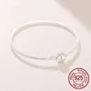 レアル925スターリングシルバービーズヘビチェーンブレスレットローズゴールドワイヤーフィットオリジナルPandra Bead Charm Women Jewelry 2022