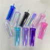 20oz Straight Tumbler ABS Plastic Acrylic Reusable Travel Coffee Cup Double Straw Cup Water Bottles 10colors Free DHL HH21-39