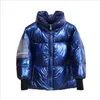 Manteau en duvet de canard blanc pour enfants, veste à col montant, espace brillant, argent, manteaux de personnalité pour garçons et filles