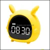デスクテーブル時計ホームデコールガーデン漫画のウサギの音楽アラーム時計ウェイクアップライトミニUSB充電ベッドルームスマートナイトドロップデリバリー2021