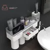 BAISPO Portaspazzolino ad adsorbimento magnetico Tazza rovesciata Montaggio a parete Detergente per bagno Portaoggetti Accessori per il bagno Set LJ201204