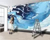 Wallpaper costume 3d European Style Beautiful Blue wave Romantic Landscape Silk decorativa 3d Mural Wallpaper