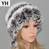 Nowa Moda Kobiety Prawdziwe Rex Fur Hat Lady Zima Dziania 100% Naturalne Ciepłe Miękkie Real Rex Fur Cap Hurtownie Retail