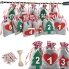 Arbre suspendu petit sac en tissu sac de Noël calendrier de l'avent sac cadeau décorations de Noël aimées par les enfants T2I51684