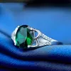 Banete Ringen Jóias de luxo Silver Sterling Real com 5*7mm Emerald Gemstone Women New Fashion Wedding Party Ring Y200321