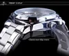 안전 남성용 손 접는 자동 버클 실버 브랜드 럭셔리 투명한 시계와 함께 탑 시계를 포천성 DSNSW