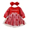 Girl Dresses Girl's Baby Valentines Day Dress 2023 Long Sleeve Toddler Clothes Love Pattern Voile Stitching Fashion