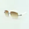2022 exquise boeket diamanten zonnebril 3524014 met natuurlijke witte buffs bril en geslepen lens 3.0 dikte, maat: 18-140 mm