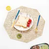 6/4pcs PVC Placemats Octagonal Hollow Waterproof Non Slip Table Mats Heat-insulated Pad Coaster Home Decoration Dinner Placemat Y200328