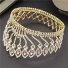 Fashion Crystal Metal Big Crown Bridal Tiaras Pink Wedding Crown Hair Jewelry Pageant Diadem Queen King Crown W0104