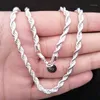 Kedjor 925 Sterling Silver Halsband Twisted Singapore Chain Smycken Kvinnor Män Tillbehör 4mm 16-24INCH1