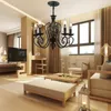 Modern Wrought Iron Pendant Lamp Vintage Chandelier Ceiling Candle Lights Lighting Fixtures Black/White Home Lighting